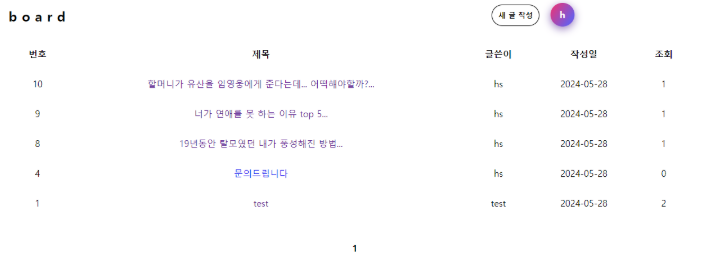 web blog 데모 페이지 홈
