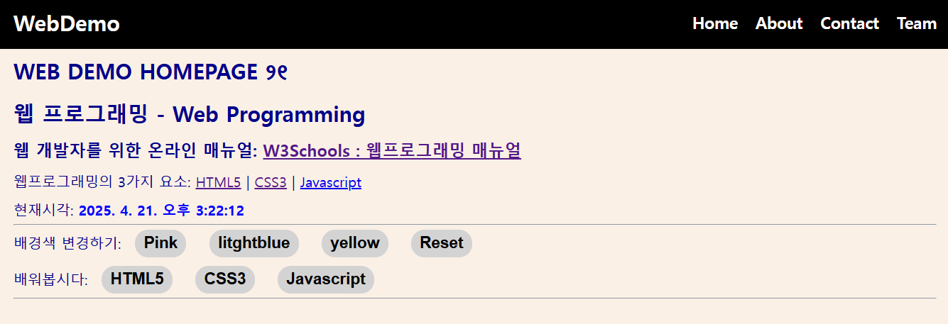 hcj demo 데모 페이지 홈